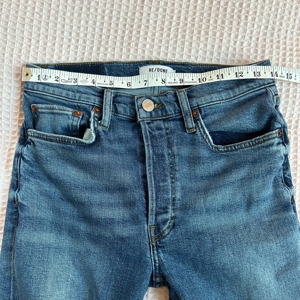 RE/DONE 90s High-Rise Ankle Crop In Dusk Destroy 190-3WHRAC Button Fly Grunge 28 - Picture 10 of 11